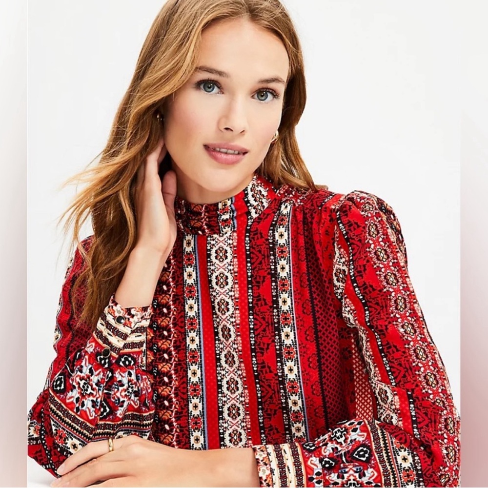 NWT Tie Back Blouse Color: Tango Red Size: XL